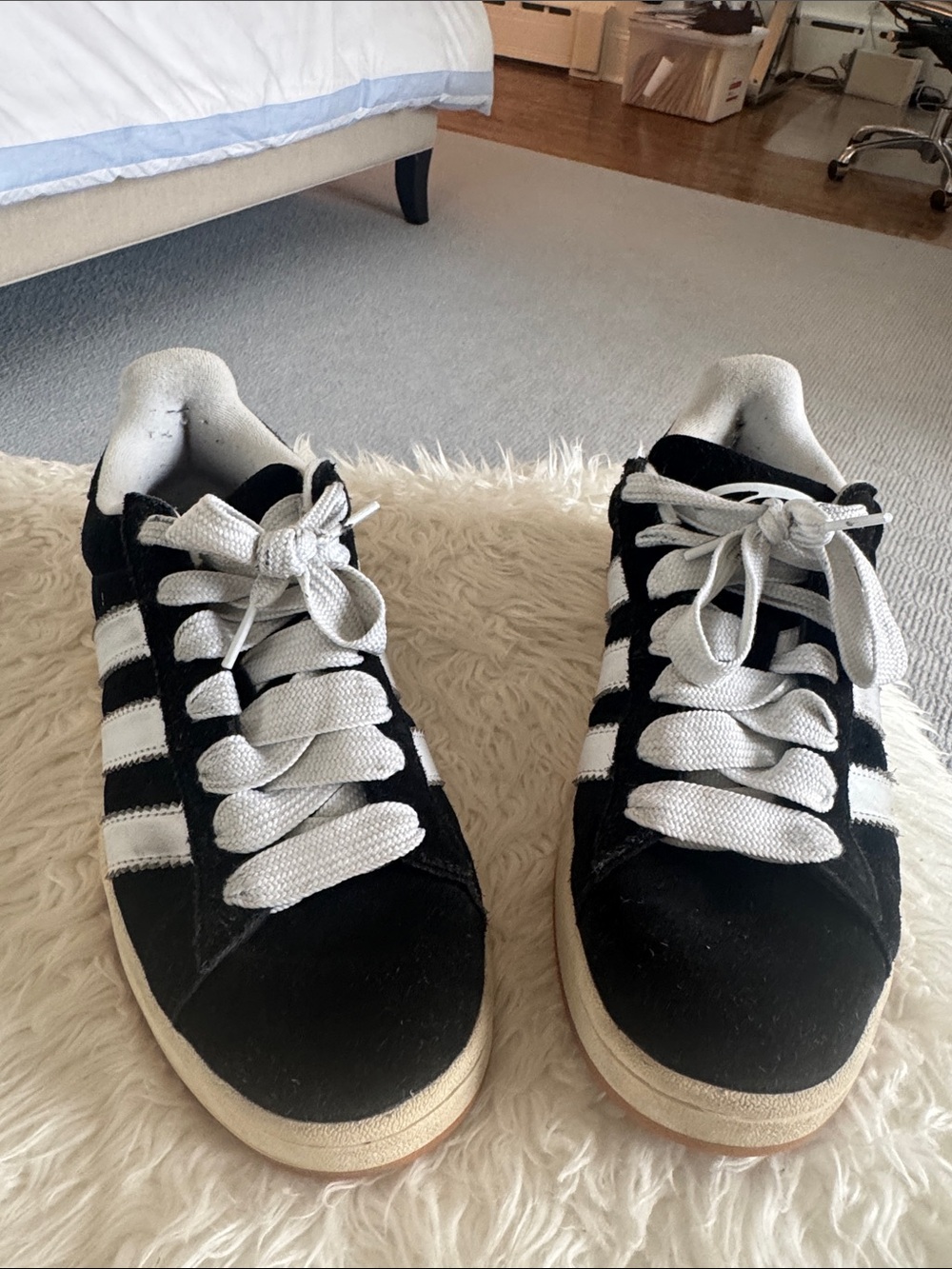 adidas Black and White Campus Suede Trainers with Signature Stripes